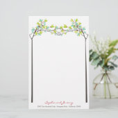 Grüne Knotted Liebe Spring Trees Spring Wedding Briefpapier (Stehend Vorderseite)