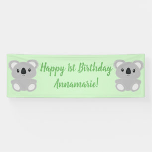 Grüne Koala-Bär-Geburtstagsfeier Banner