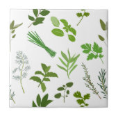 Grüne Kochenkraut Küche Nahtloses Muster Fliese (Vorderseite)