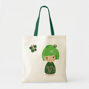 Grüne Kokeshi Dreiergruppe-Tasche Tragetasche
