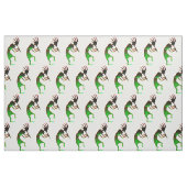 grüne Kokopelli auf weiß Stoff (Fat Quarter (45,7 x 55,9 cm))