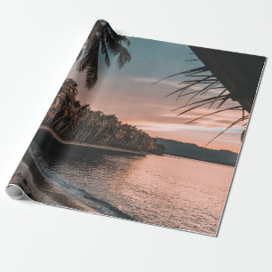 GRÜNE KOKOUTBÄUME AM STRAND GESCHENKPAPIER
