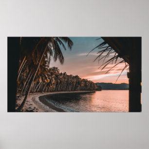 GRÜNE KOKOUTBÄUME AM STRAND POSTER