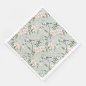 Grüne Kolibris mit rosa Blumen Serviette (Ecke)