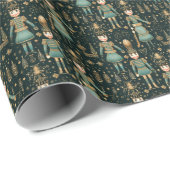 Grüne Kolumne und Harlequin, Nutcracker Ballet Geschenkpapier (Rolleneckpunkt)