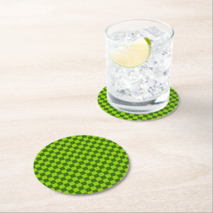 Grüne Kombination Classic Checkerboard von STaylor Runder Pappuntersetzer