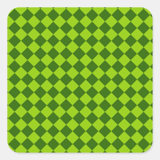 Grüne Kombination Diamantmuster Quadratischer Aufkleber (Vorderseite)