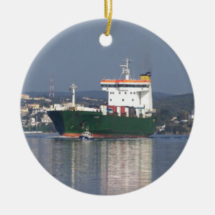 Grüne Kommerzielle Fähre Keramik Ornament