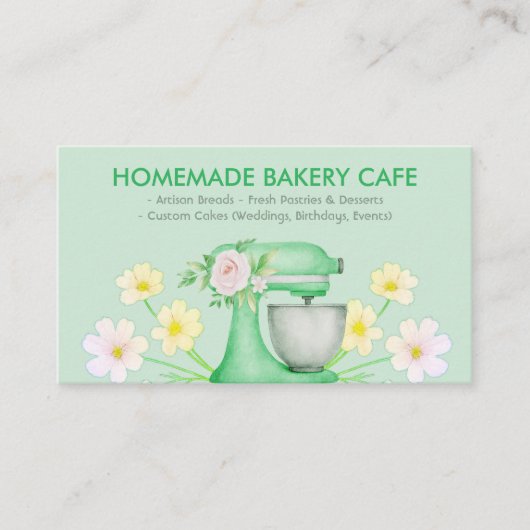Grüne Konditorgebäck Blumengebäck Visitenkarte (Vorderseite)