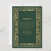 Grüne Königliche Mittelalterliche Hochzeit Dankeskarte (Rückseite)