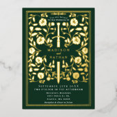 Grüne Königliche Mittelalterliche Hochzeit Folieneinladung (Vorderseite)