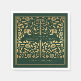 Grüne Königliche Mittelalterliche Hochzeit Serviette