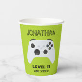GRÜNE KONTROLLER-GAMER-EBENE PAPPBECHER (Rückseite)