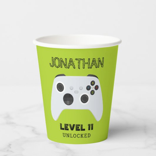 GRÜNE KONTROLLER-GAMER-EBENE PAPPBECHER (Vorderseite)