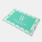 Grüne Korallen und Familienname am Küstenmeer Fußmatte (Schrägansicht)