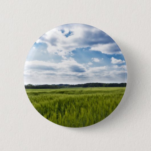 Grüne Kornfelder und blaue Himmel Button (Vorderseite)