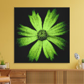 Grüne Kosmos-Blume auf Schwarz Leinwanddruck (Insitu (Wohnzimmer))
