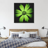 Grüne Kosmos-Blume auf Schwarz Leinwanddruck (Insitu (Schlafzimmer))