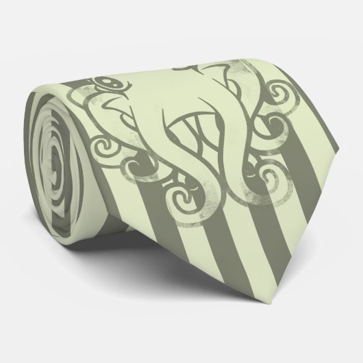 Grüne Krake Vintag Krawatte (Gerollt)