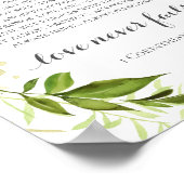 Grüne Kranke Liebe Versage nie 1 Korinther-Zeichen Poster (Ecke)