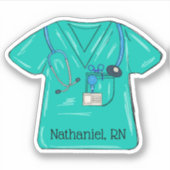 Grüne Krankenpflege Obere Monogramm wasserdicht Aufkleber (Vorderseite)