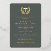 Grüne Krankenschwester Caduceus+Laurel Wreath Folieneinladung (Vorderseite)