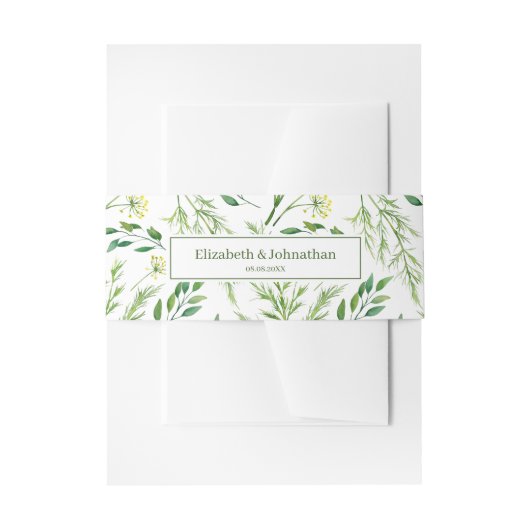 Grüne Kräuter Hochzeit Einladungsbanderole (Vorderseite Beispiel)