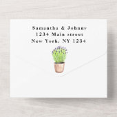 Grüne Kräuter Wasserfarbe Lavendel Hochzeit All In One Einladung (Rückseite)