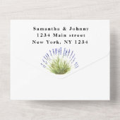 Grüne Kräuter Wasserfarbe Lila Lavendel Hochzeit All In One Einladung (Rückseite)