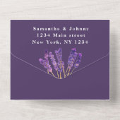 Grüne Kräuter Wasserfarbe Lila Lavendel Hochzeit All In One Einladung (Rückseite)