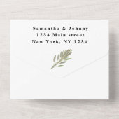 Grüne Kräuter Wasserfarbene Hochzeit All In One Einladung (Rückseite)