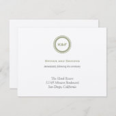 Grüne Kräuterinitialen Hochzeitsempfang Begleitkarte (Vorne/Hinten)