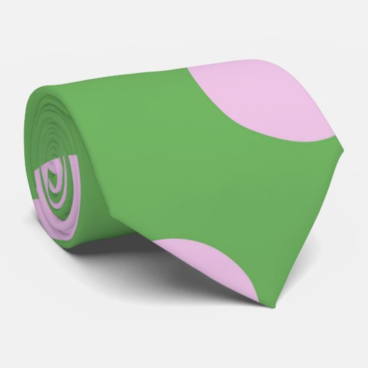 Grüne Krawatte mit rosa Punkten (Gerollt)