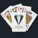 Grüne Krawatte "Vater des Grooms" Hochzeitsfeier Spielkarten<br><div class="desc">Personalisierte Geschenke für Ihre Hochzeitsfeier.</div>