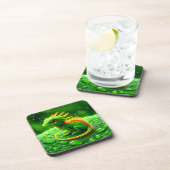 Grüne Kreatur Getränkeuntersetzer (Rechte Seite)