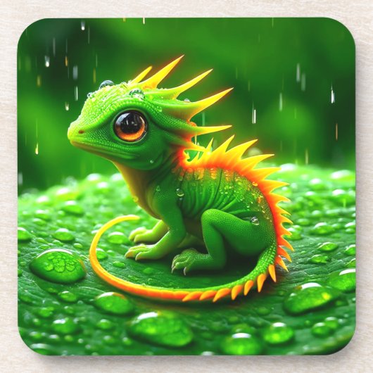 Grüne Kreatur Getränkeuntersetzer (Vorderseite)