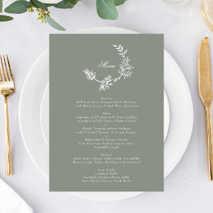 Grüne Kreide-Monogramm-Hochzeit Menükarte