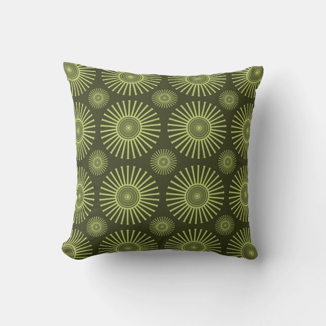 Grüne KreisBlumen Kissen (Vorderseite)