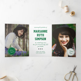 Grüne Kreise 5-Foto-Abschluss Dreifach Gefaltete Einladung