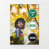 Grüne Kreise 5-Foto-Abschluss Dreifach Gefaltete Einladung (Cover)