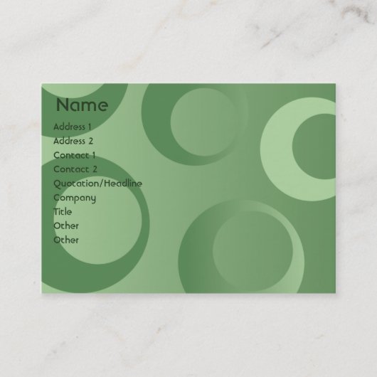 Grüne Kreise - mollig Visitenkarte (Vorderseite)