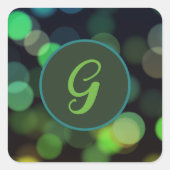 Grüne Kreise und Monogramm Quadratischer Aufkleber (Vorderseite)