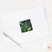 Grüne Kreise und Monogramm Quadratischer Aufkleber (Umschlag)