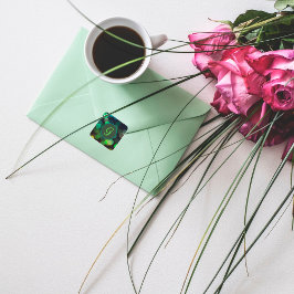 Grüne Kreise und Monogramm Quadratischer Aufkleber