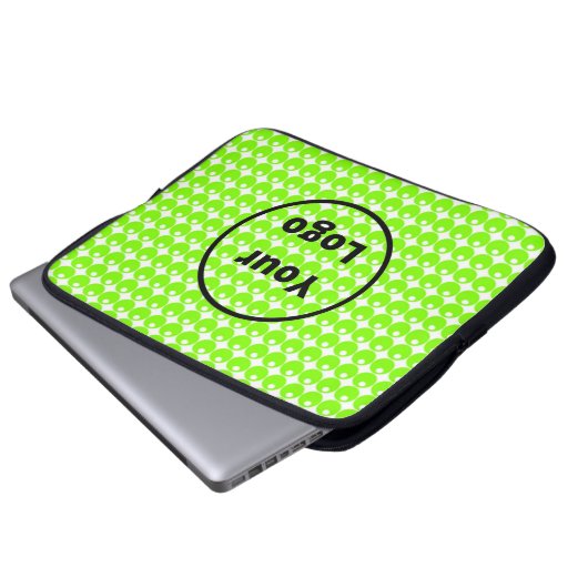 Grüne Kreisel weiß Laptopschutzhülle (Vorne Knopf)