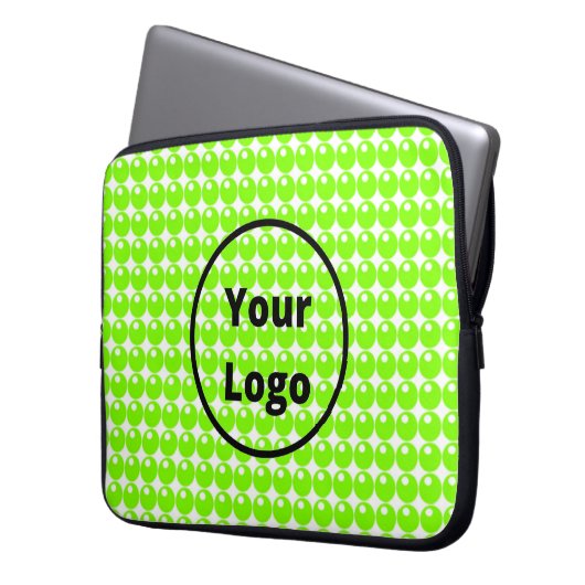 Grüne Kreisel weiß Laptopschutzhülle (Vorderseite Links)