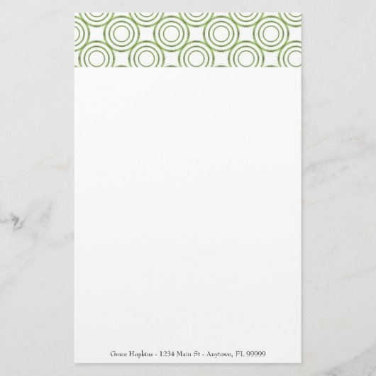 Grüne Kreismuster personalisieren Stationieren Briefpapier (Vorderseite)