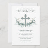 Grüne Kreuz Erste Kommunion Einladungen (Vorderseite)