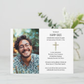 Grüne Kreuz Foto Todesanzeige und Beerdigung Einladung (Stehend Vorderseite)