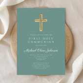 Grüne Kreuz Religiöse Junge Erste Kommune Einladung